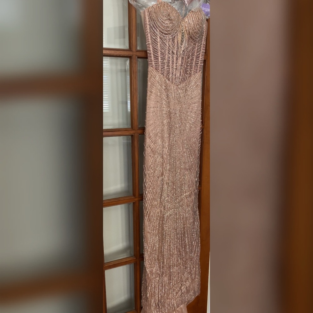 Sparkly gold corset prom dress, formal dress, gala gown or pageant evening gown - Picture 4 of 6